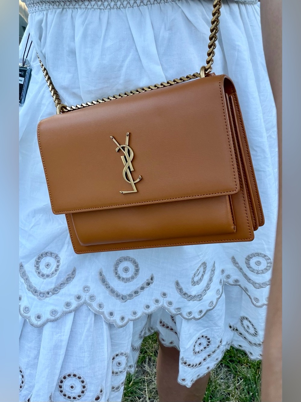 Yves Saint Laurent Caramel Leather Crossbody Bag